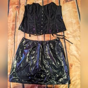 Black shiny lingerie